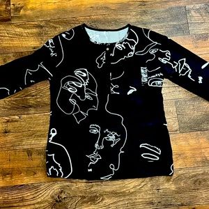 Women Floral Print Blouse Three Quarter Sleeve V-Neck Button Down